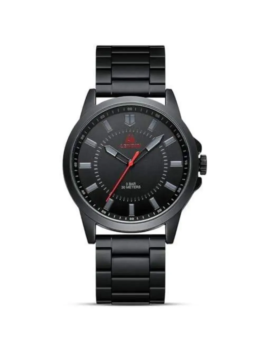 LN LENQIN Men's Black Stainless Steel Analog Quartz Wristwatch with Date Display